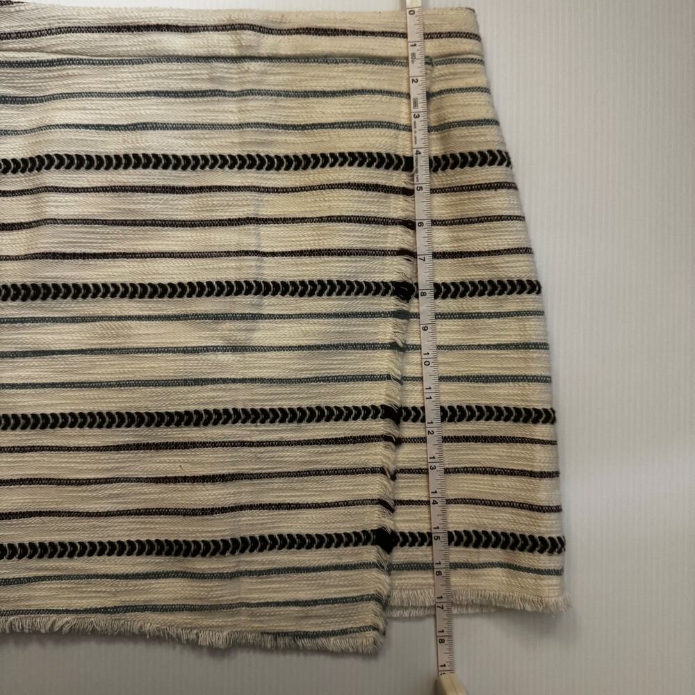 Ann Taylor LOFT Faux Wrap Mini Skirt 0 Cream Striped Euro Summer Vacation Resort - Picture 9 of 16